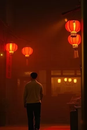 沙漏旅店竖版海报：木质前台与倒挂的沙漏